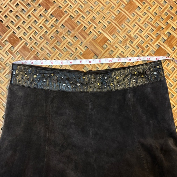 Anthropologie June Suede Leather Skirt with Embellished Waist - Picture 8 of 10